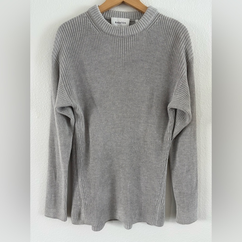 Aritzia BABATON Silk Blend Knit Fisherman Crew Sweater Size L